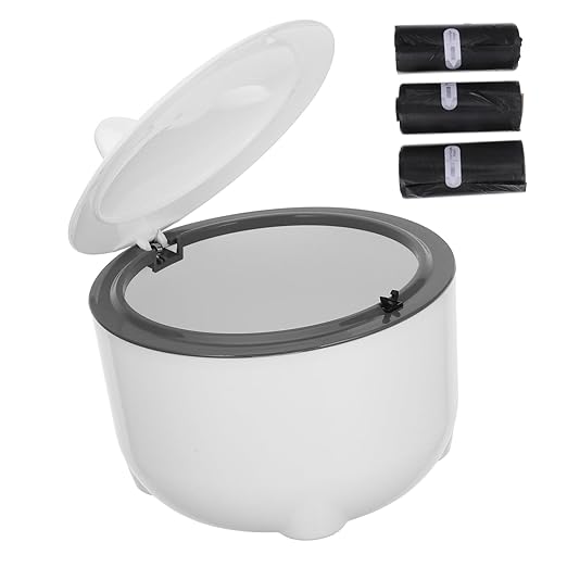 1Set Stylish Cat Litter Trash Bin with Lid One Button Operation Desktop Trash Can Cartoon Design Includes Trash Bags Functional Waste Bin for Easy