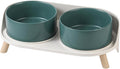 Elevated Ceramic Dog Bowl Set - Double Dog Feeding Bowls with Stand Splash Proof - Raised Dishes for Food and Water - Ideal for Small to Medium Dogs - 2 x 850 ml - 28.74 oz