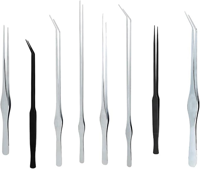 10in 13in 18in Aquarium Tweezers Stainless Steel Curved Straight Tweezer for Plant Reptiles Feeding Tongs