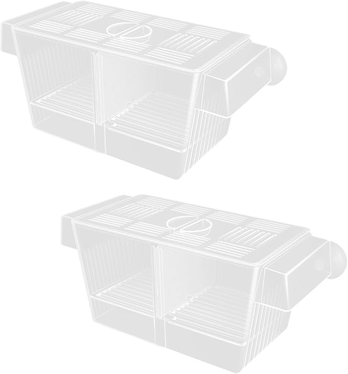 2PCS Clear Breeding Box Safe Incubator for Aquarium Fish Shrimp Fry Protections with Water Circulations 2 Dividers Fish Breeding Tanks