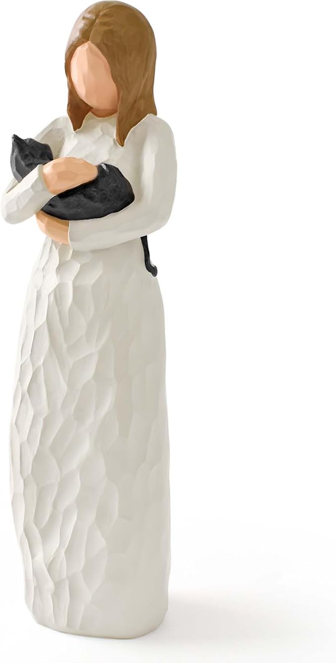 Cuayaes Black Cat Memorial Gifts for Women, Resin Cat Figurines Decor for Cat Lovers, Pet Friendship Guardian Angel Statue, Loss of Cat Sympathy Gift Remembrance Gifts for Cat Mom