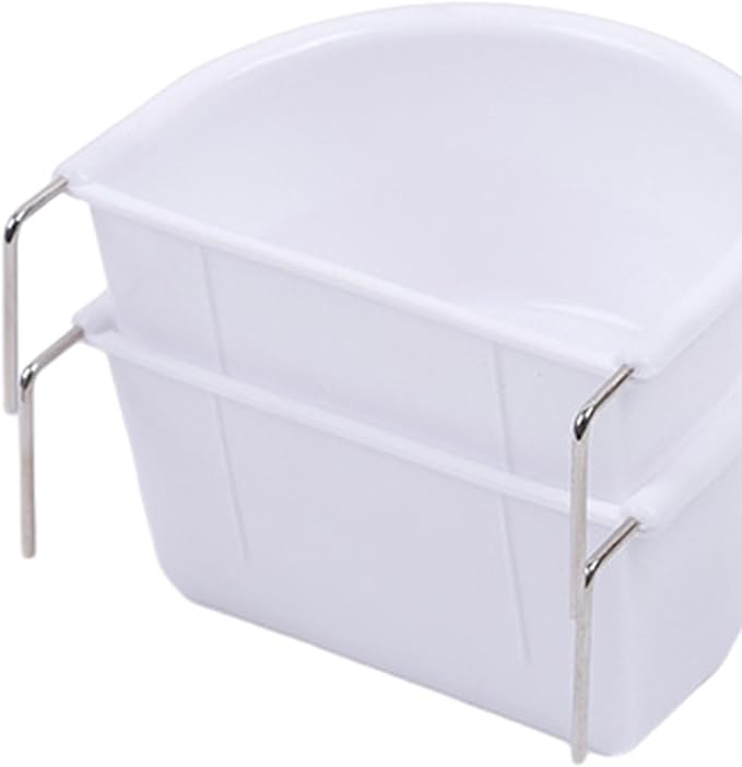 2Pcs Bird Feeding Dish Sturdy Hanging Feeding Bowl Easy to Install Bird Food Tray Bird Cage Accessories for Conures Lovebirds, 10.9cmx9.8cmx5.4cm, Optional