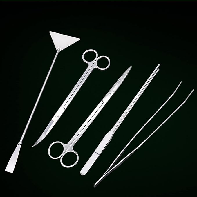 5 Pack Aquarium Scissor Tweezers Spatula Tool 5 in 1 Stainless Steel Aquascaping Tools Set Starter Kits