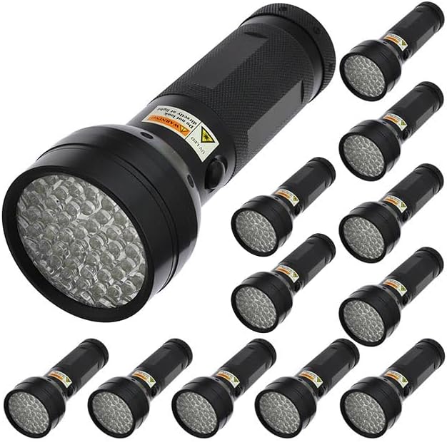 51-LED 395nm Ultra Violet Blacklight UV Flashlight 3xAA Pet Urine Stain Mineral Detector (12-Pack), 7202UV395x12