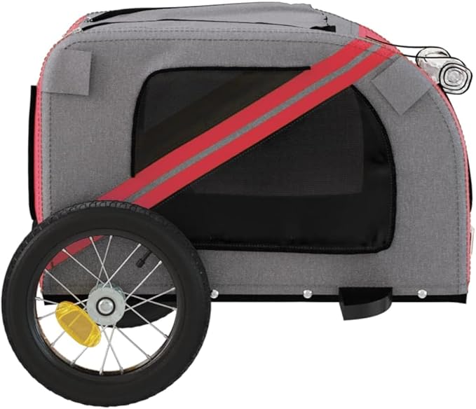 Pet Bike Trailer for Small Dogs, Durable Oxford Fabric with Weatherproof & Scratch-Resistant Design, Zippered Doors and Mesh Windows for Safe Outdoor Rides