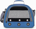 Portable Foldable Transparent Pet Travel Backpack – Oxford Fabric Design with Ventilated Windows, Lightweight and Comfortable Carrier for Birds, Small Reptiles, and Exotic Pets (Blue)