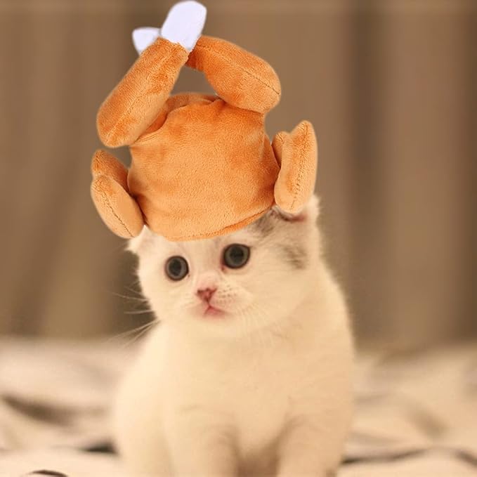 Thanksgiving Turkey Drumstick Hat for Cat, Pet Halloween Thanksgiving Turkey Costumes Dog Cat Ornament