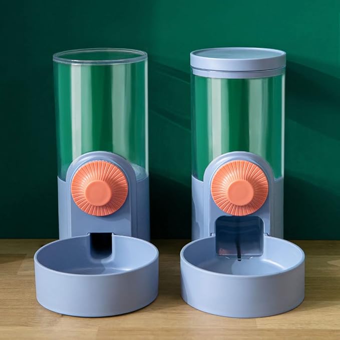Pet Hanging Automatic Feeders Drinking Bowls 40oz, Auto Gravity Pet Feeding Water Set, Cage Pet Feeding Bowls Dispenser for Cats Dogs Puppy, Rabbit Hamsters Chinchilla Hedgehog (Blue-Water)