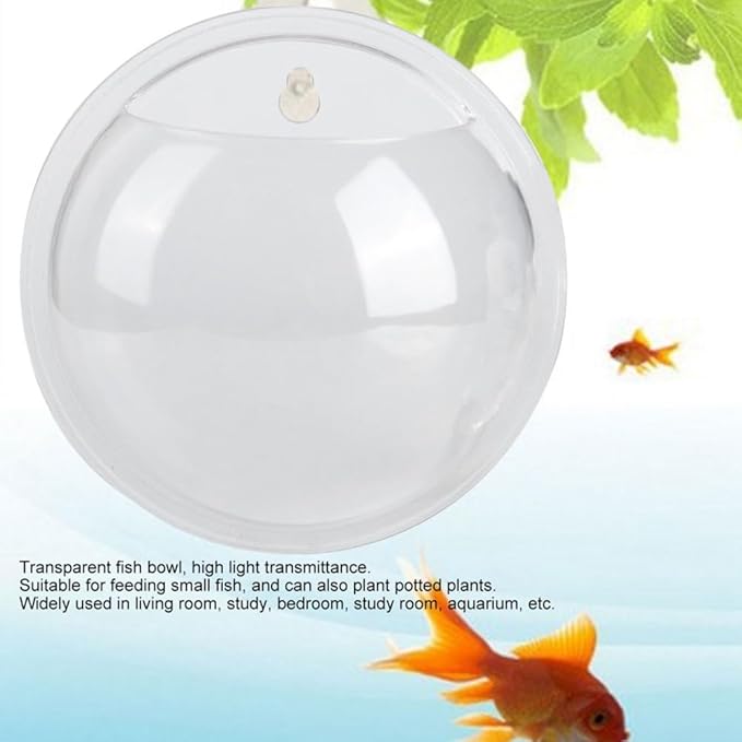 5.9 Inch Transparent Acrylic Wall Mounted Fish Bowl Space-Saving Leak-Proof Hanging Aquarium for Small Fish Plants Home Office Decoration