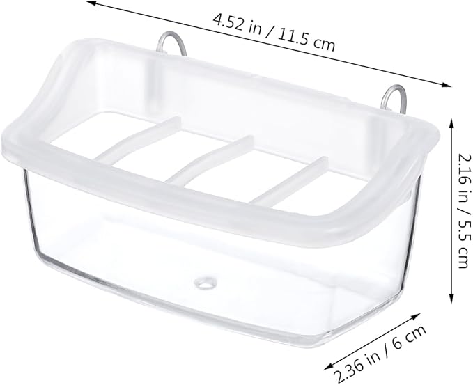 NOLITOY 2pcs Plastic Parrot Feeders, Universal Clear Hanging Bowls for Cockatiel Budgie Conure Macaw Parakeet Small Animal
