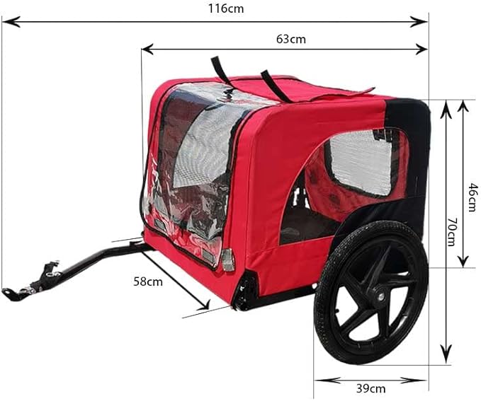 HomVent Dog Bike Trailer - Folding Pet Carrier Wagon with 16 Inch Wheels for Small and Large Dogs