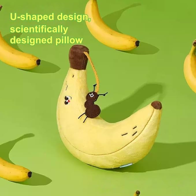 Pet Pillow for Small Medium Dogs Cats, Soft Neck Calming Washable Sleep Pillow for Better Sleep, Reduces Anxiety (Yellow Banana)