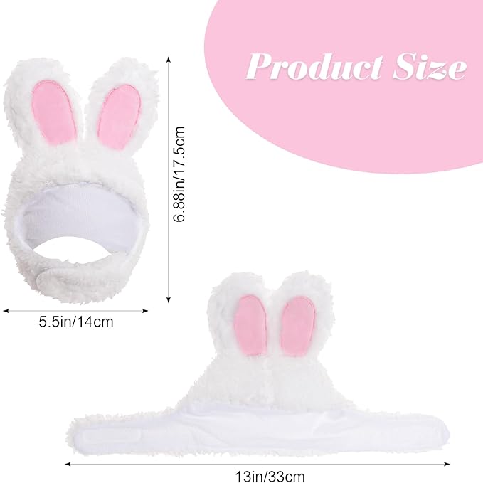 Bunny Rabbit Hat with Ears for Cats and Small Dogs Cute Plush Cat Costume Headwear for Easter Halloween