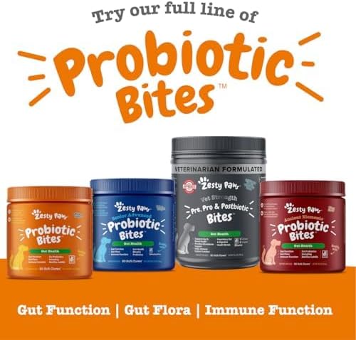 Zesty Paws Probiotics for Dogs - Probiotics for Gut Flora, Digestive Health, Occasional Diarrhea & Bowel Support - Clinically Studied DE111 - Functional Dog Supplement Soft Chew for Pet Immune System