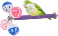 Perch Toy with Rotating Balls Suit for Small and Medium Birds, Budgies, Budgerigars, Parakeets, Parrots, Cockatiels, Parrotlets, Lovebirds, Ringnecks, Conures (Natural Quartz Sands, Purple)