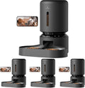 PETLIBRO Automatic Cat Feeder with Camera for Two Cats,1080P HD Video with Night Vision,5G WiFi Pet Feeder-with 2-Way Audio for Cat&Dog,Low Food&Motion-&Sound Alerts,Dual Tray,Black 5L,(Pack of 4)