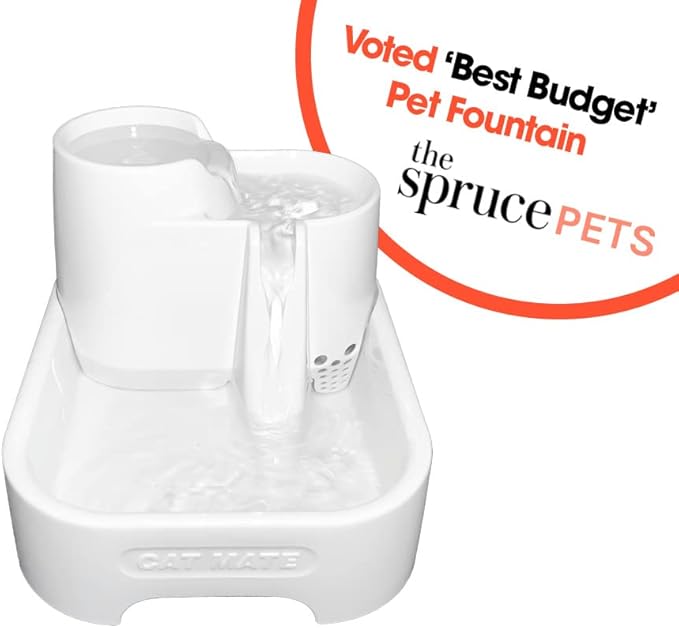 Cat Mate Multi-Level Pet Water Fountain (335) - BPA and BHT Free 3-Stage Filter, for Cats & Small Dogs, Quiet and Hygienic Drinking Fountain, 70 fl. Oz Capacity