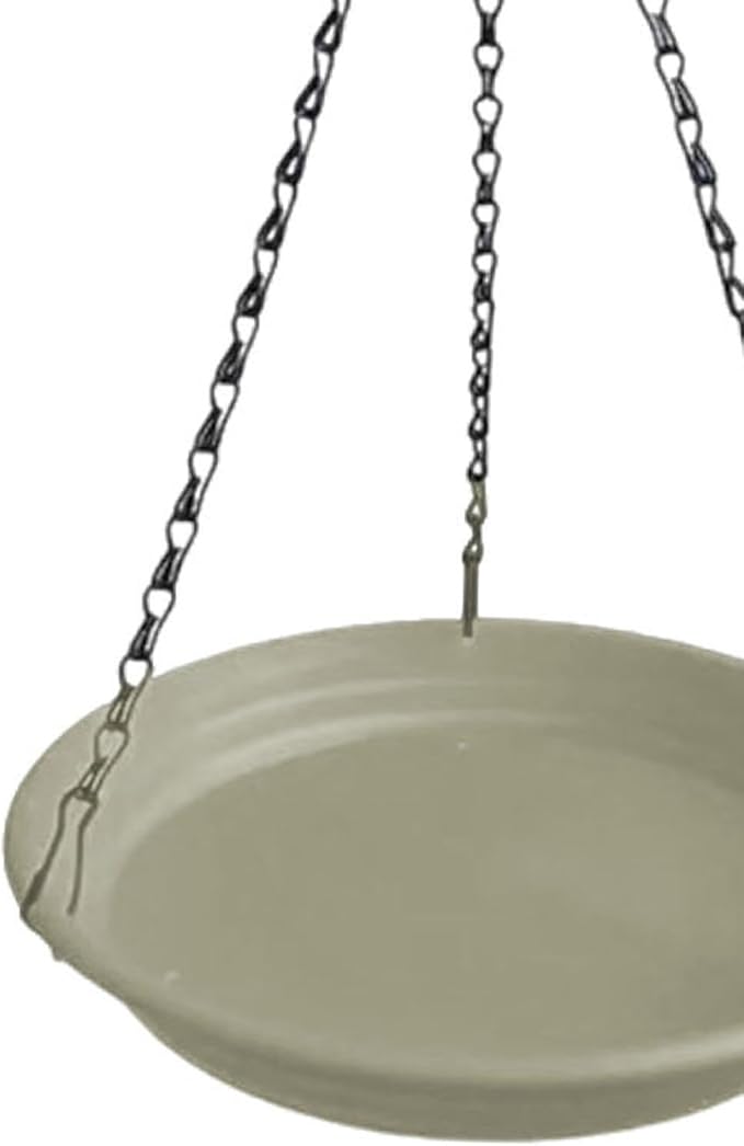 Hanging Bird Feeder and Waterer Tray Water Feeding Bowl Garden Decor with Chains Sturdy Birds Water Station for Backyard Yard, Beige