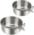 2 Pack Stainless Steel Bird Bowls for Cage Parrot Food Water Bowl Bird Feeding Dish Cups Parrot Food Water Feeder Pet Hanging Bowl Crate Coop Cups with Clamp Holder for Small Animal Dog Parakeet