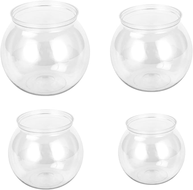 Yuly Plastics Round Aquarium Unbreakable Crystal-Clear Fish Bowls 4 Sizes Vases for Candy Ornament Holder