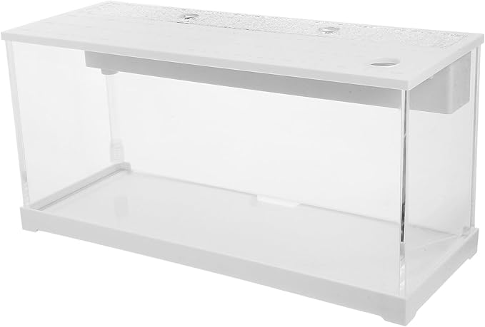 Small Acrylic Desktop Aquarium with LED Light and Quiet Filter, Mini Betta Fish Tank for Freshwater, Low Maintenance Fish Bowl for Home and Office Decor