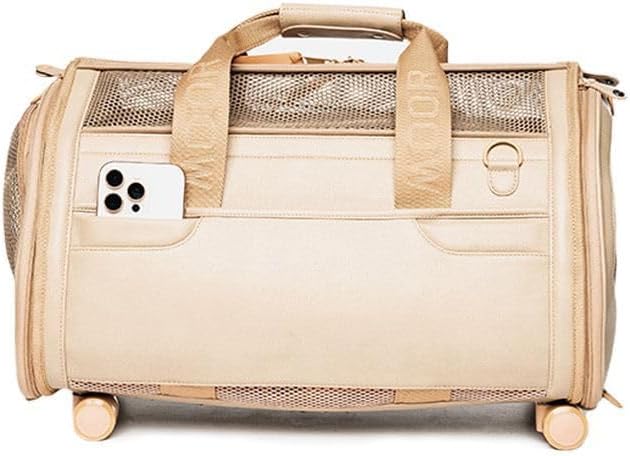 MOOR NYC Luxury Made Travel Bag. A Unique Pet Travel Bag Design for Dogs or Cats. TSA Approved (Cream Luxury Travel Bag)