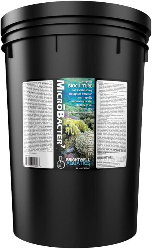 Brightwell Aquatics MicroBacter7 Complete Bioculture for Fish Tank or Aquarium - Populates Biological Filter Media for Saltwater and Freshwater Fish - Aquarium Water Treatments, 5.28 GAL