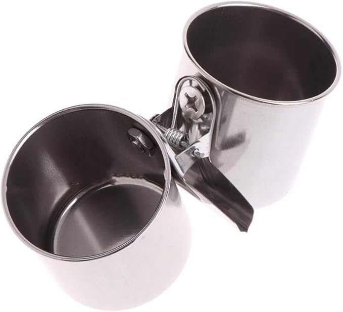 Bird Perch with Feeder CupsBowls Stainless Steel Odorless with Holder Hanger for Outside Durable Water Food Dispenser for Parakeet Cockatiel Conure African Grey Macaw Cage Accessories (A-18CM)