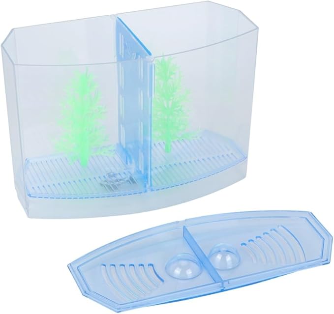 Mini Fish Breeding Box Acrylic Isolation Tank with Dirt Groove for Aquarium Fish Observation and Protection(Double)
