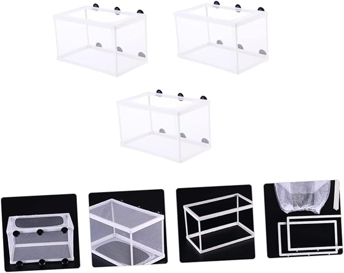 balacoo 3pcs Fish Hatchery Breeding Box Mesh Fish Breeding Tank Aquarium Isolation Box Suction Cup for Easy Install