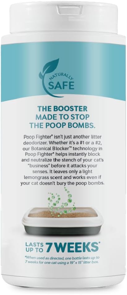 WORLD'S BEST CAT LITTER® Boosters™ Poop Fighter® | Natural and Sustainable Cat Litter Additive | Eliminates Poop, Urine, and Ammonia Odors | Botanical Blocker™ Technology | 18 oz Canister (Pack of 2)