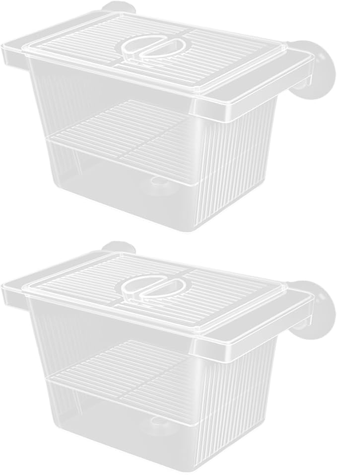 Multiuse Fish Isolation Container Breeding Incubator with Suction Cup 2 Dividers for Aggressive Newborns 2PCS Breeding Tanks