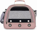 Portable Foldable Transparent Pet Travel Backpack – Oxford Fabric Design with Ventilated Windows, Lightweight and Comfortable Carrier for Birds, Small Reptiles, and Exotic Pets (Light Pink)