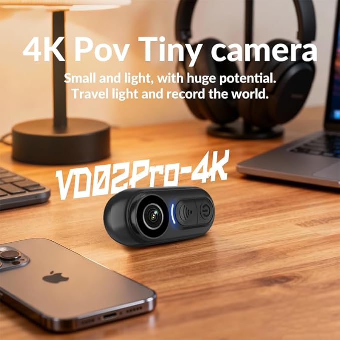 4K Pet Camera Real Video Record Photos with Phone App,Tiny Action Cameras for Dog and Cat,Pet Go Pro,Sport Cam
