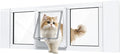 Cat Door for Window, Aluminum Cat Door Window Insert with 4 Secure Lock Modes, Magnectic Closure for Cats, Fit Window Width 36"-40", White