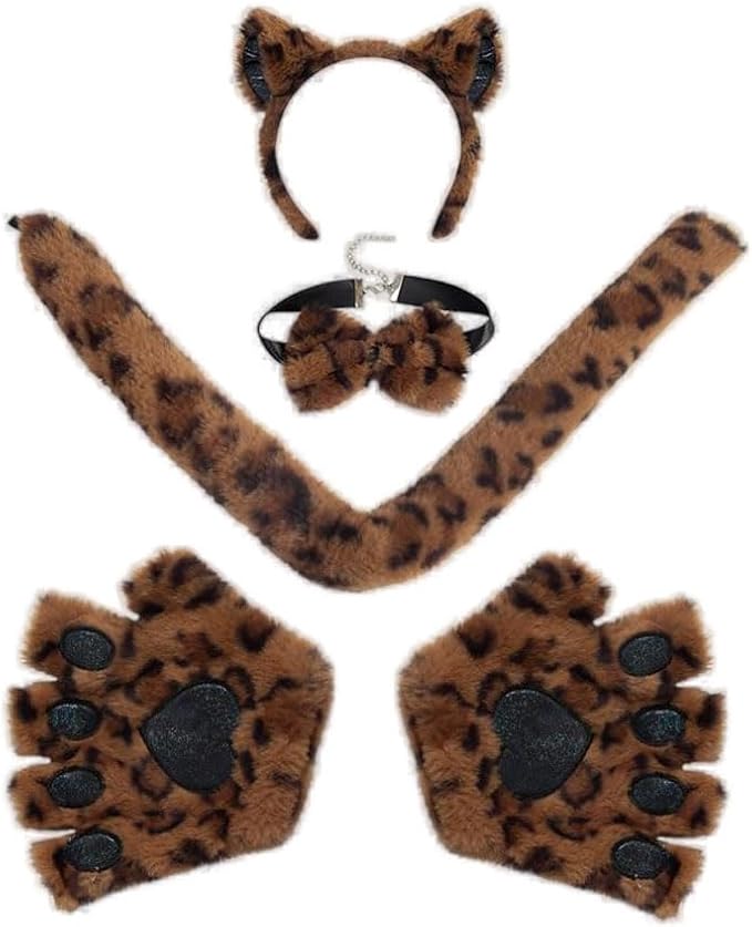Himine Cat Cosplay Costume With Ears, Tail, Paws, Bow Tie