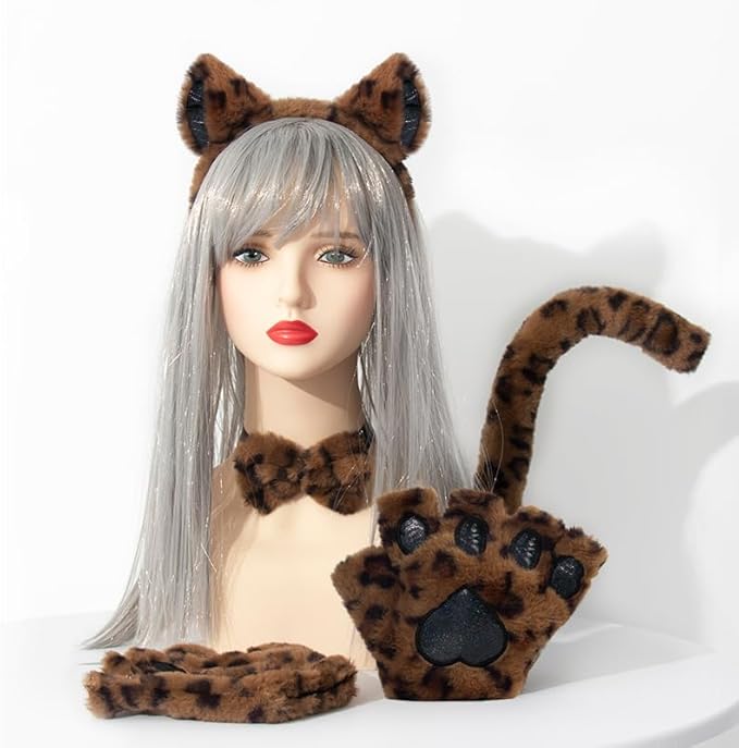 Himine Cat Cosplay Costume With Ears, Tail, Paws, Bow Tie