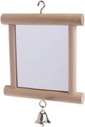 Litewoo Bird Mirror Wooden Hanging Swing Interactive Play Toys for Small Parrot Budgies Macaw African Grey Parakeet Cockatiel Conure Lovebird Cage Accessories (Bird Mirror with Bell-ONE)