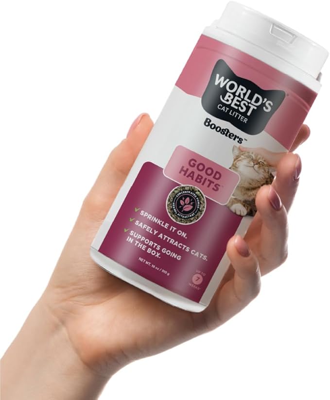 WORLD'S BEST CAT LITTER® Boosters™ Good Habits™ Natural & Sustainable-Litter Additive Attracts Your Cat to TheLitter Box and Helps Avoid Accidents Plant-Based Attractant 18oz Canister(Pack of 2)