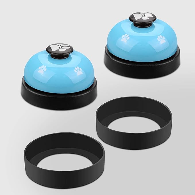 Comsmart Dog Potty Training Bells, 2 Metal Dog Paw Print Pet Bells with Non-Skid Rubber Base for Dog Cat Puppy Kitten Potty Training Interactive Game Toys, Service Bells for Hotel Bar Shop Restaurant