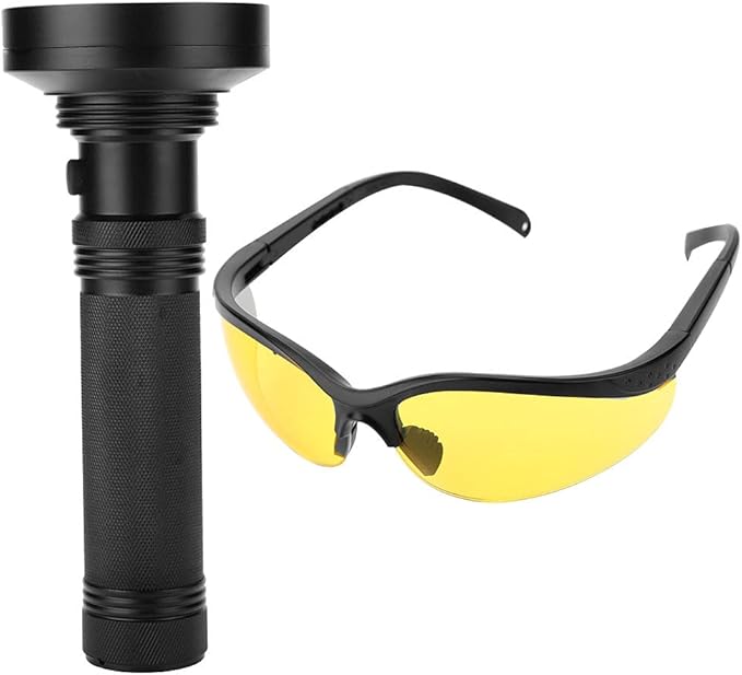 2Pcs Flashlight Black Light with Sunglasses 100 LEDs Handheld Blacklight Flashlight Pet Urine Detector for Dog Cat Urine Dry Bed