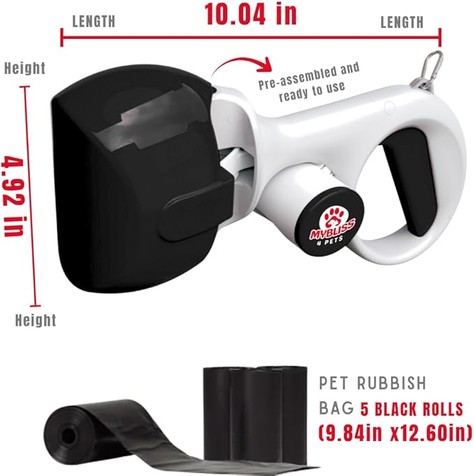 Portable Dog Pooper Scooper Set with 100 Leak-Proof Bags & Leash Clip – 3-in-1 Handheld Pet Waste Remover for Small & Medium Dogs – Lightweight, One-Handed Pickup – Sanitary & No-Mess Cleanup