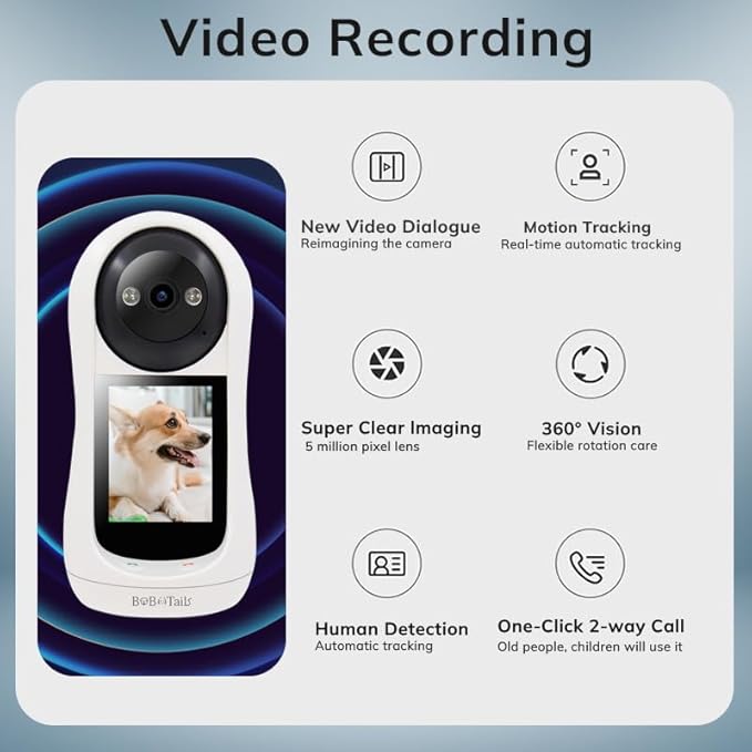 Pet Camera for Dogs Cats - 5MP 1080P Indoor Smart Camera with 360° Vision, Motion Tracking, 2-Way Audio, Human Detection & 32ft Night Vision for Baby and Pet Monitor