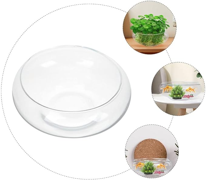GANAZONO Glass Fish Bowl Small Fish Tank 9.84X9.84X3.93In Clear Desktop Aquarium Hydroponic Plant Pot for Home Office Garden Wedding Decoration