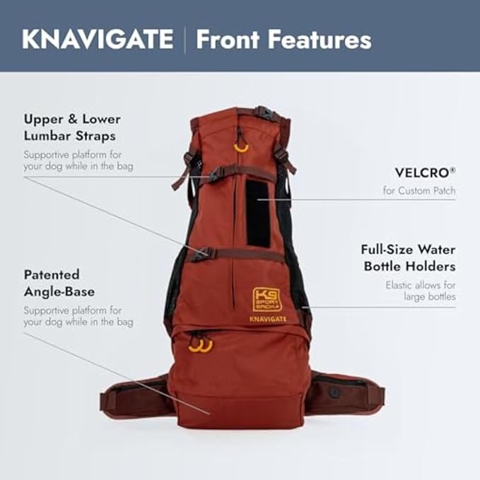 K9 Sport Sack Knavigate - Medium, Dune - Ideal for Dogs with 17-19” Back Length - Adjustable, Backpack-Style Carrier with Internal Frame & Padded Hip Belt