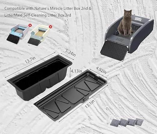25PCS Disposable Waste Receptacles Compatible with Natures Miracle Litter Box 2nd,for Litter Maid LitterBox 3rd,Disposable Cat Litter Box with Charcoal Bags (Machine NOT Included)