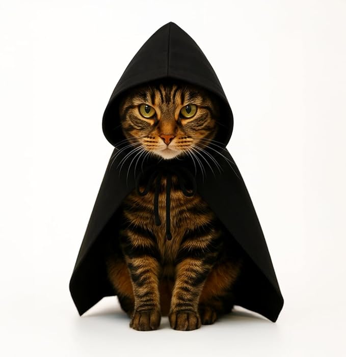 Black Bat Cat Cloak and Costume, Funny Bat Mask Cloak, Halloween, Clothes and Accessories for Cats