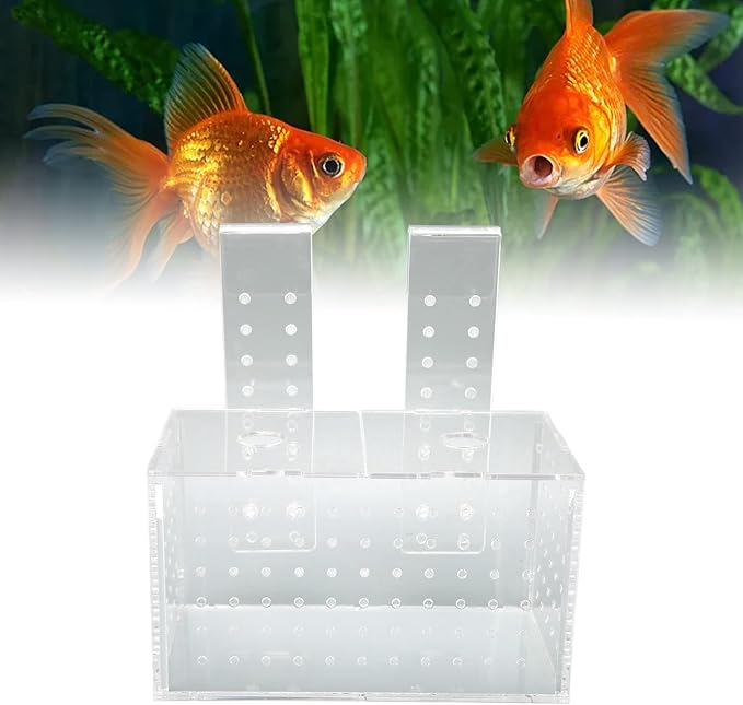 Fish Breeding Isolation Box, Acrylic Aquarium Hatchery with Transparent Lid, Adjustable Hook Installation for Fish Tank, Guard Small Fish from Attack with Hole Design for Better Wa (17 * 9 * 10CM)