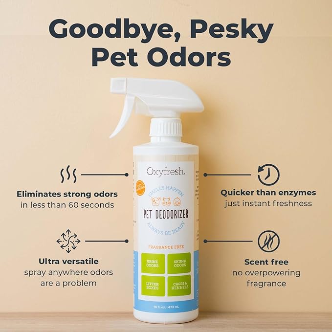 Oxyfresh Extra Strength Dog and Cat Odor Eliminator for Home Spray - Finally Say Goodbye to Stinky Odors - Gently Neutralizes at the Source - Works on Contact - Upholstery & Auto - Safe