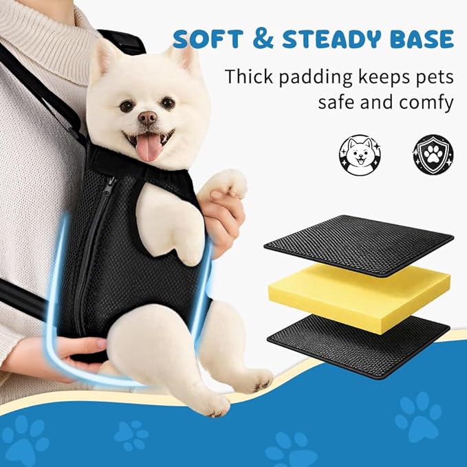 Mosago Dog Backpack Carrier with Thick Padded Bottom Support, Adjustable Pet Front Carrier, Legs-Out Chest Carrier for Small to Medium Dogs 10–16 lbs, Easy Fit for Walking, Hiking, Camping, Traveling